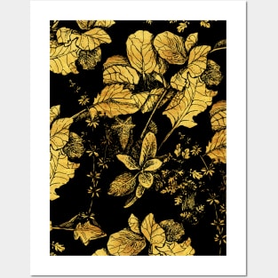 Gold Garden at Night Posters and Art